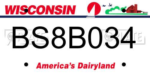 BS8B034 Wisconsin License Plate