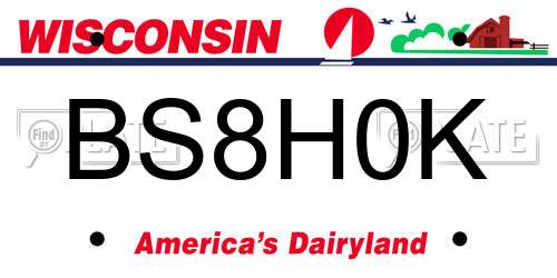 BS8H0K Wisconsin License Plate
