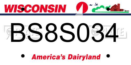 BS8S034 Wisconsin License Plate