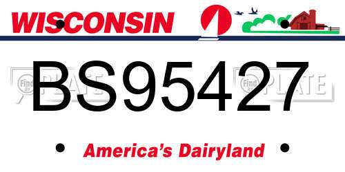 BS95427 Wisconsin License Plate
