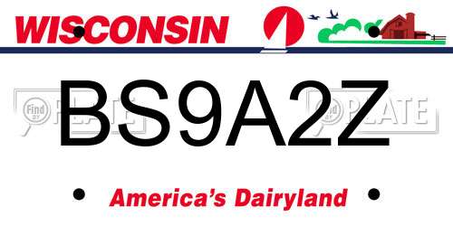 BS9A2Z Wisconsin License Plate