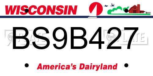 BS9B427 Wisconsin License Plate