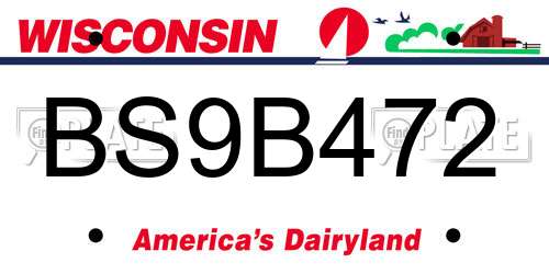 BS9B472 Wisconsin License Plate