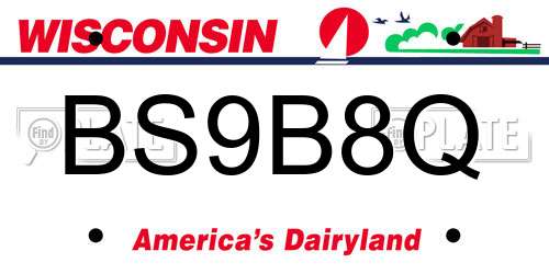 BS9B8Q Wisconsin License Plate