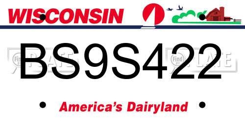 BS9S422 Wisconsin License Plate