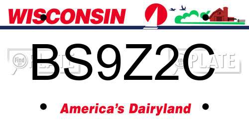 BS9Z2C Wisconsin License Plate