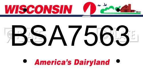 BSA7563 Wisconsin License Plate