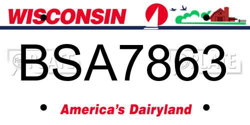 BSA7863 Wisconsin License Plate