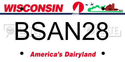 BSAN28 Wisconsin License Plate