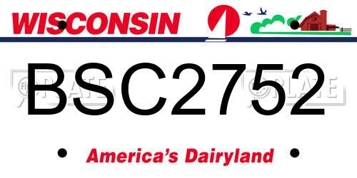 BSC2752 Wisconsin License Plate