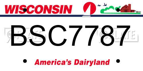 BSC7787 Wisconsin License Plate