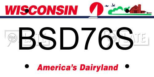 BSD76S Wisconsin License Plate