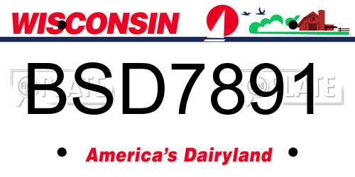 BSD7891 Wisconsin License Plate