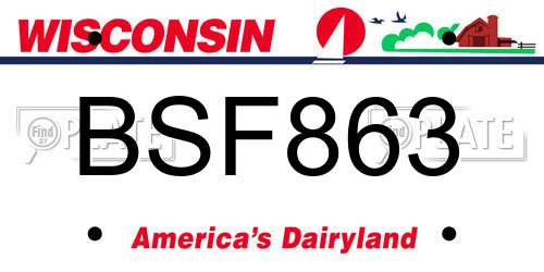 BSF863 Wisconsin License Plate