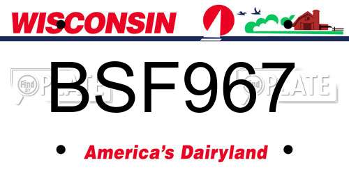 BSF967 Wisconsin License Plate