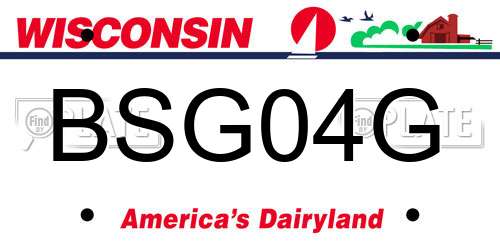 BSG04G Wisconsin License Plate
