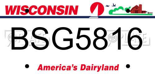 BSG5816 Wisconsin License Plate