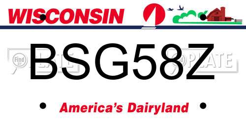 BSG58Z Wisconsin License Plate