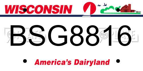 BSG8816 Wisconsin License Plate