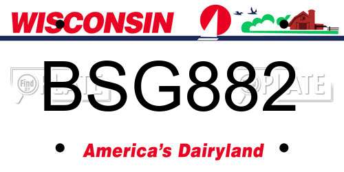 BSG882 Wisconsin License Plate