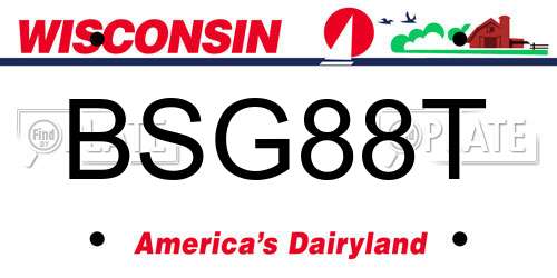 BSG88T Wisconsin License Plate