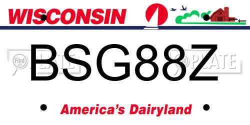BSG88Z Wisconsin License Plate