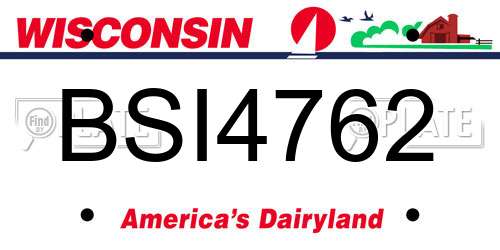 BSI4762 Wisconsin License Plate