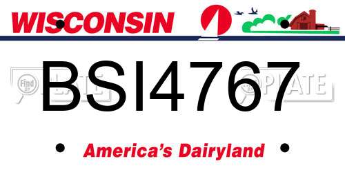 BSI4767 Wisconsin License Plate