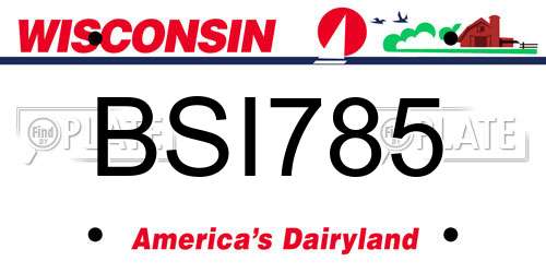 BSI785 Wisconsin License Plate