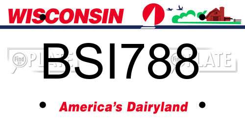 BSI788 Wisconsin License Plate