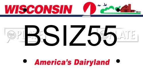 BSIZ55 Wisconsin License Plate