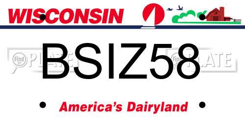 BSIZ58 Wisconsin License Plate