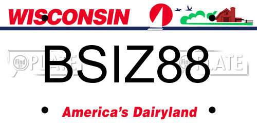 BSIZ88 Wisconsin License Plate