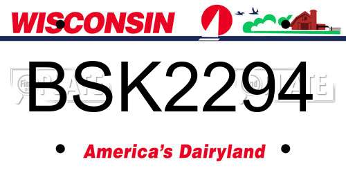 BSK2294 Wisconsin License Plate