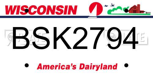 BSK2794 Wisconsin License Plate