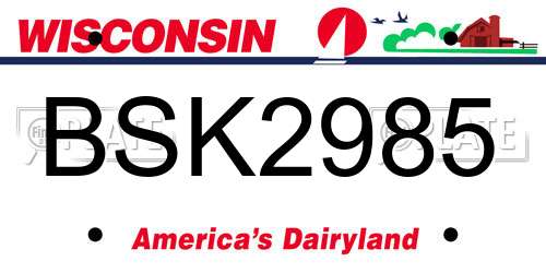 BSK2985 Wisconsin License Plate