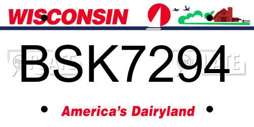 BSK7294 Wisconsin License Plate
