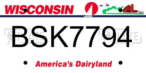 BSK7794 Wisconsin License Plate