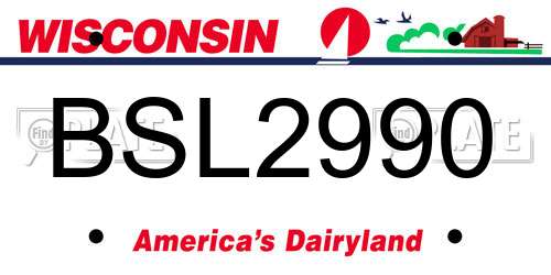 BSL2990 Wisconsin License Plate