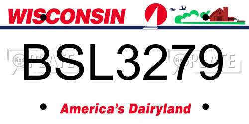 BSL3279 Wisconsin License Plate