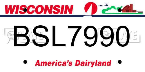 BSL7990 Wisconsin License Plate