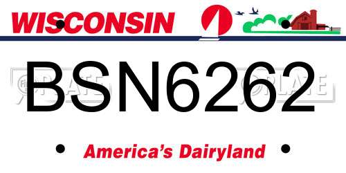 BSN6262 Wisconsin License Plate
