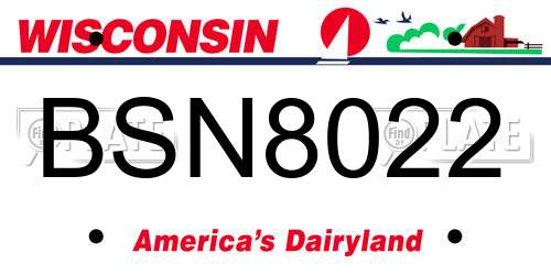 BSN8022 Wisconsin License Plate