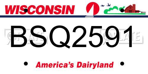 BSQ2591 Wisconsin License Plate