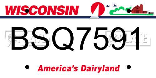 BSQ7591 Wisconsin License Plate