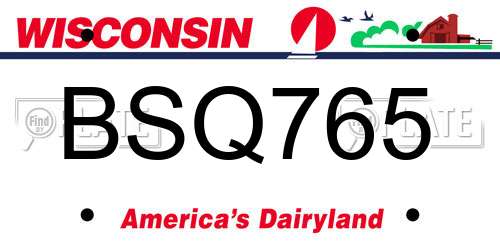 BSQ765 Wisconsin License Plate