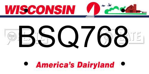 BSQ768 Wisconsin License Plate