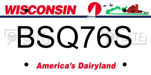 BSQ76S Wisconsin License Plate
