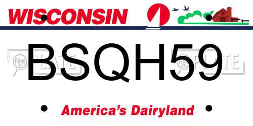 BSQH59 Wisconsin License Plate