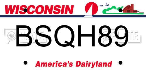 BSQH89 Wisconsin License Plate